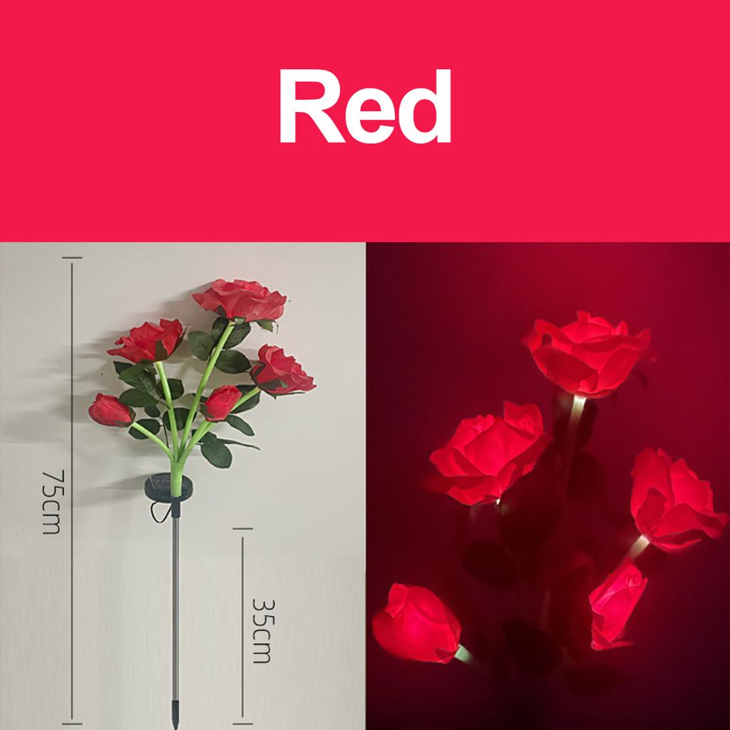 5 Heads Solar Light Yard Lights Outdoor Garden Lighting For Fence White Fence Flowers Roses Flower Lamp Flood Patio Pathway Blue