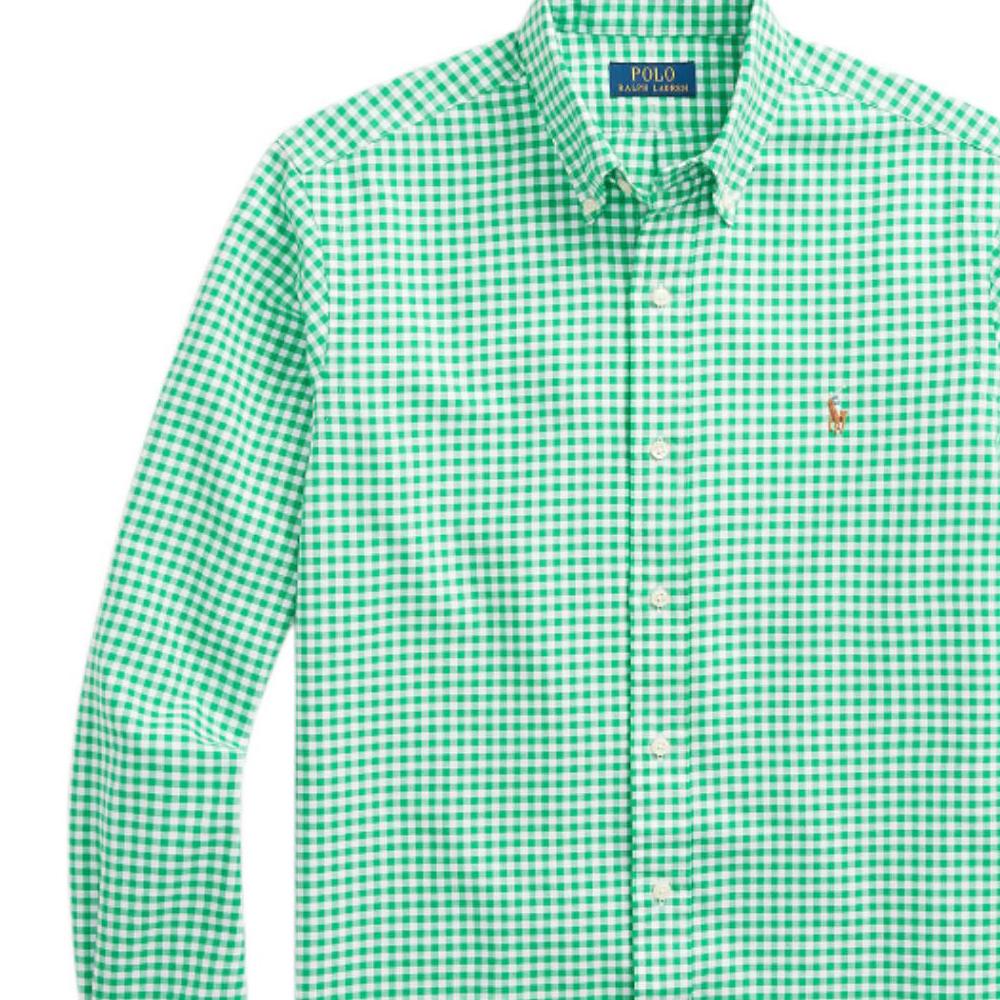 Polo Ralph Lauren SS23 Клетчатая рубашка поло с длинным рукавом Мужские рубашки Зеленые MNPOWOV16822863-999