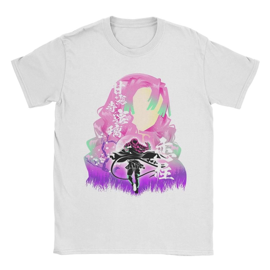 Men's Mitsuri Kanroji Demon Slayer T Shirt Love Hashira 100% Cotton Tops Short Sleeve Round Collar Tees Plus Size T-Shirts