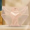 High-end Luxury Satin Lace Mesh Palace Mid-waist Women's Underwear Ultra-thin Sexy Seamless Briefs