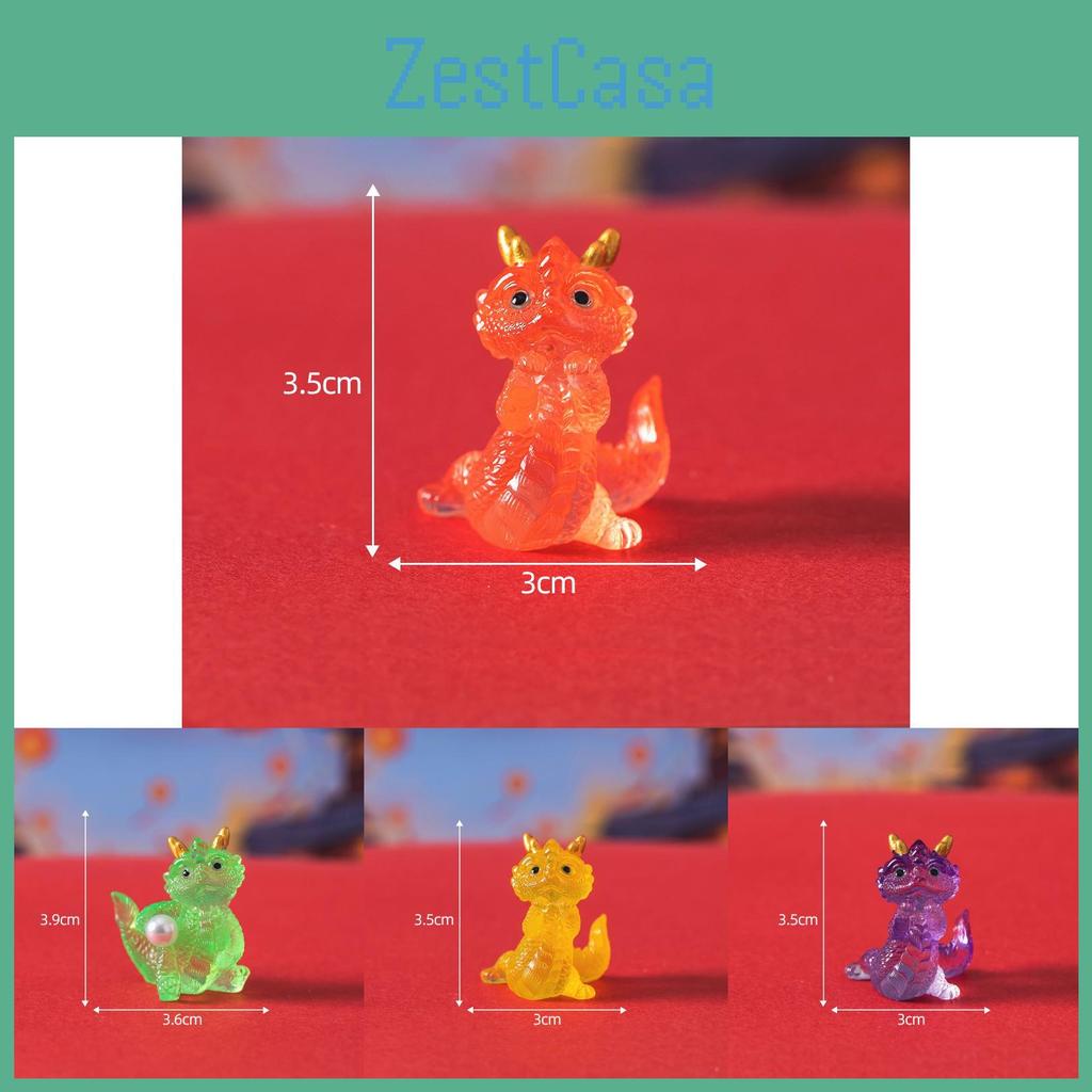 Cute Semi-transparent Lucky Dragon Resin Figurine Desk Ornament Blind Box Accessory
