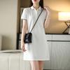 Polo Collar Mid-length Dress for Women's Summer New Casual and Versatile A-line Skirt Simple and Atmospheric Thin Lapel Skirt