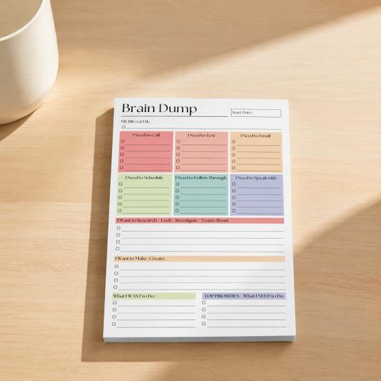 A5 Daily Planner Notebook To-Do List Notebook, 50 Page And Brain Dump Journal, Sturdy Writing Pad for Use Binding Wear-Resistant Cover Study