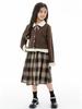 Комплект из двух предметов для девочек: осенняя клетчатая юбка и вязаный кардиган