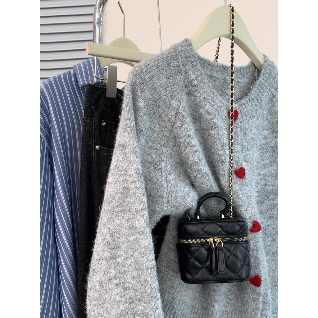 Supply soft waxy knitted cardigan women's love button jacket top autumn and winter casual lazy versatile sweater