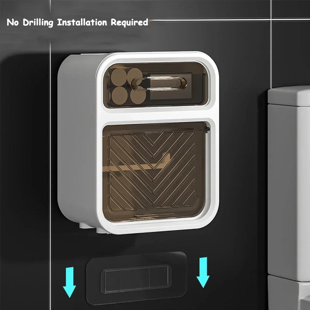 Держатель туалетной бумаги, настенный держатель для салфеток, ящик для хранения салфеток для телефона, 2 в 1, органайзер для косметики, держатель для рулонов бумаги в ванной