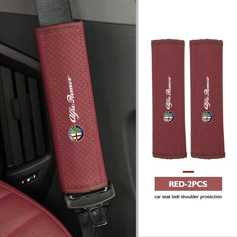 PWBLX1 For Alfa Romeo Car Safety Belt Shoulder Protector Pad Leather Seat Belt Cover Accessories Giulietta GT 159 147 156 Mito Brera