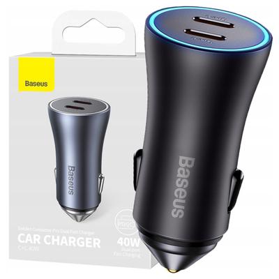 Автомобильное зарядное устройство Baseus Golden Contactor Pro, 2 порта USB-C, 40 Вт (Серый)