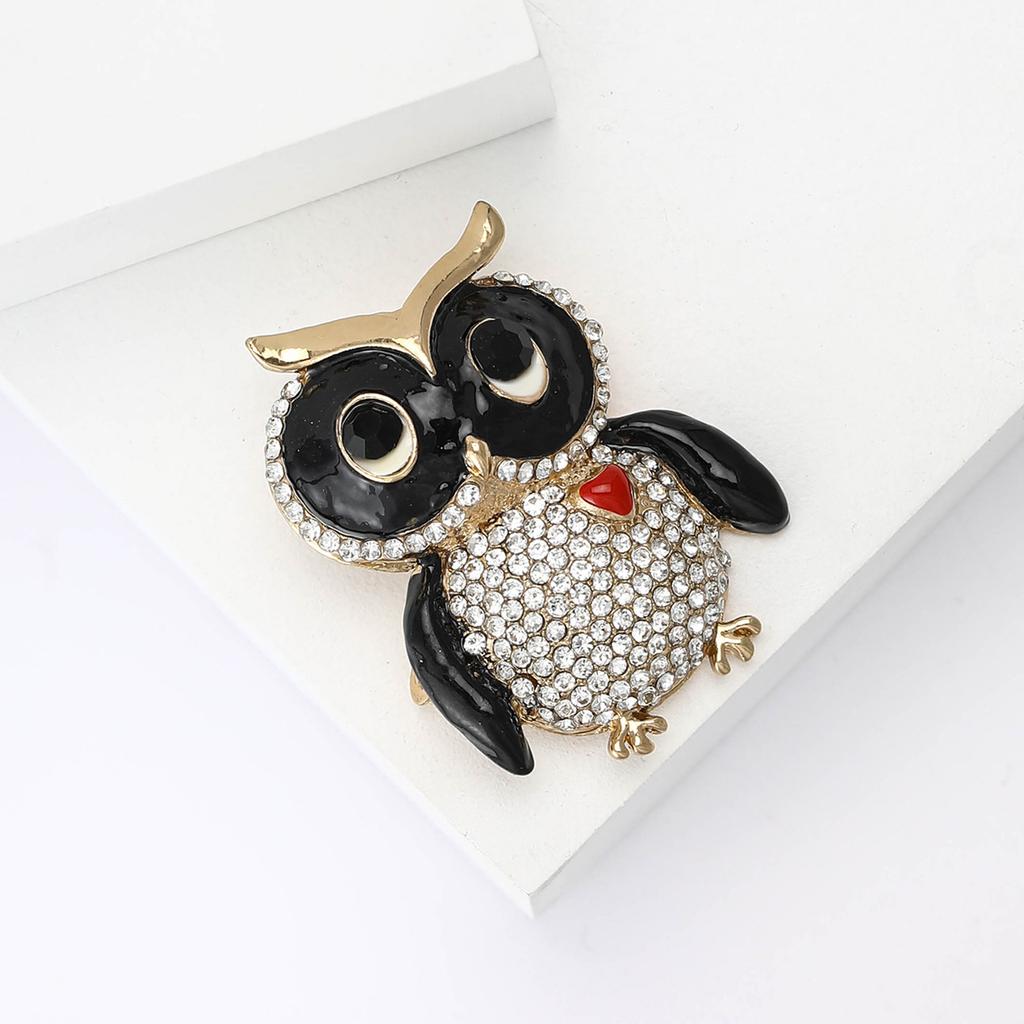 Креативная брошь в виде совы из сплава со стразами, милая женская одежда, корсаж, ювелирные изделия, булавка
