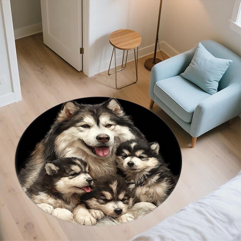 Круглый ковер «Три волка», ковер для гостиной, спальни, дивана, игровой комнаты, декор, нескользящий коврик для пола