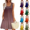 Womens Summer Dresses Loose U Neck Sleeveless Sundresses Dress With Pockets