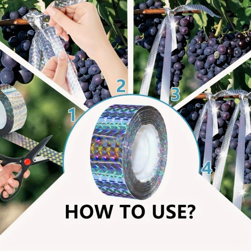 Bird Deterrent Holographic Tape 1 Roll Double Sided Reflective Scare Ribbon No Harm to Birds for Outdoor Yard Orchard Use