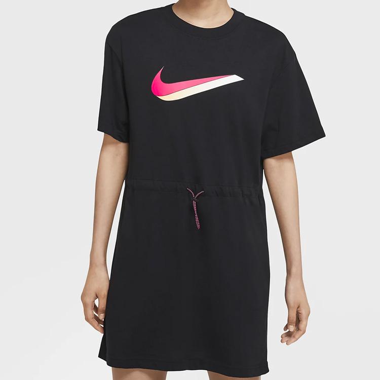 Nike Sportswear 3D Shadow Print Short Sleeve Dress Women Dress Black CU5173-010