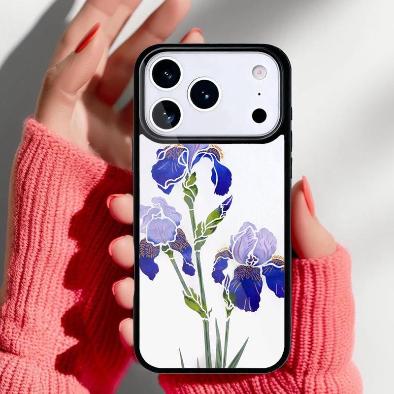 Чехол для телефона 'Голубой ирис' для iPhone 17 16 15 14 13 Pro Max Задняя крышка для 12 11 Pro Coque
