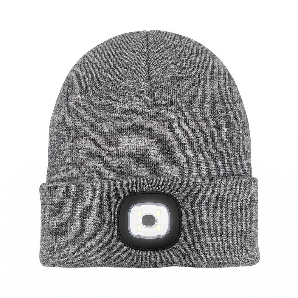 LED Lighting Warm Wool Cap Knitted Hat with Light Outdoor Cycling Night Running Fishing Sports Adult Pullover Hat