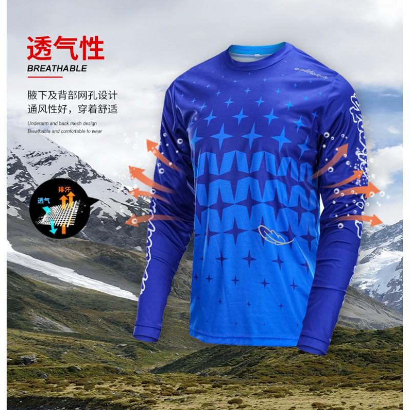 Mens Long Sleeve Cycling Jersey Quick Dry Mountain Bike Apparel Digital Print Ride Wear