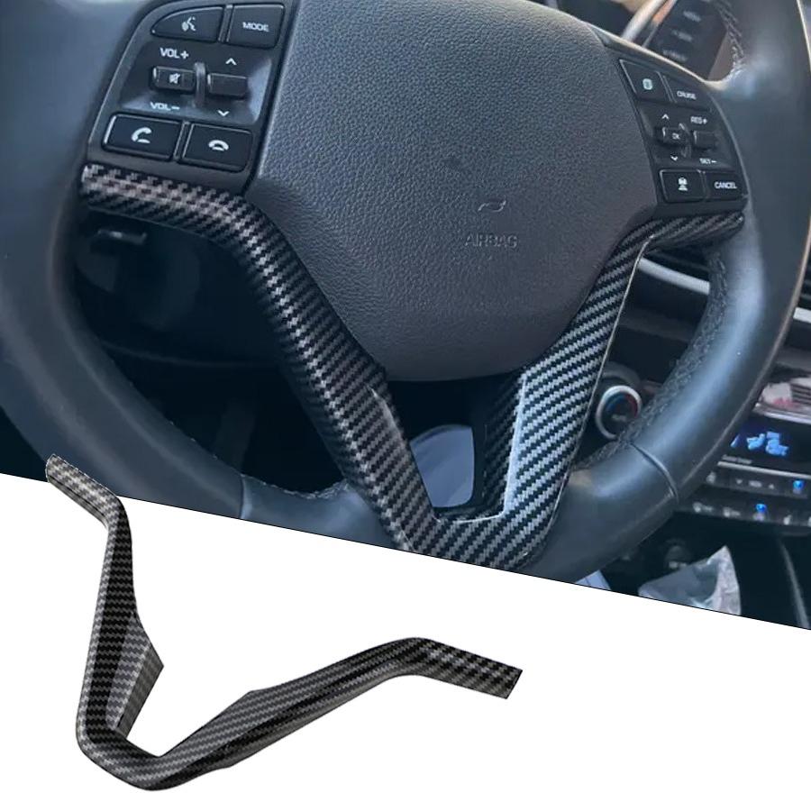Для Hyundai Tucson 3-го поколения 2016 2017 2018 2019 ABS Накладка-блестка на руль автомобиля из углеродного волокна Декоративная накладка для интерьера Аксессуары