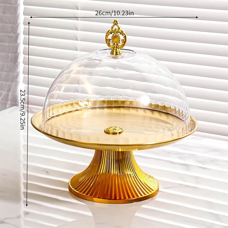Роскошный поднос для хранения из нержавеющей стали с высокой подставкой, блюдо для фруктов, десертов, тортов, тарелка с крышкой, для свадебной вечеринки, дома, гостиной, украшения комнаты