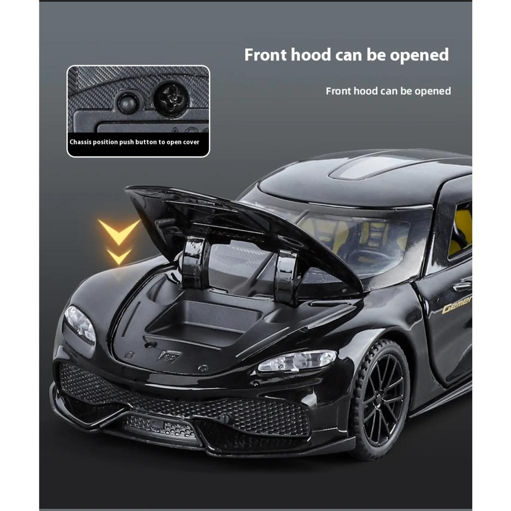 Модель суперкара Koenigsegg Gemini Gt из сплава в масштабе 1/32, Модель-симуляция транспортного средства, Коллекция со звуком и светом, Детская игрушка, Подарки