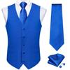 Dibangu Silk Suit Vest for Men Black Gold Jacquare Waistcoat Necktie Hanky Cufflinks 4pc