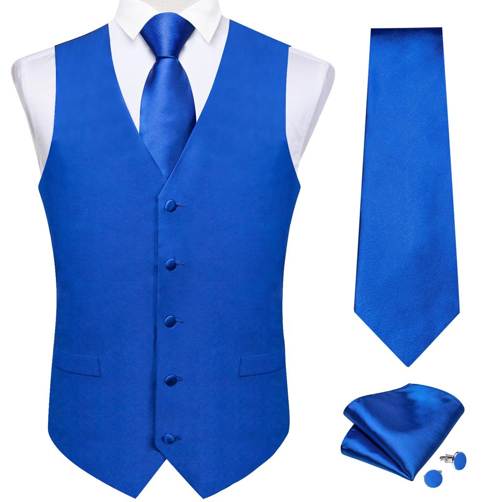 Dibangu Silk Suit Vest for Men Black Gold Jacquare Waistcoat Necktie Hanky Cufflinks 4pc