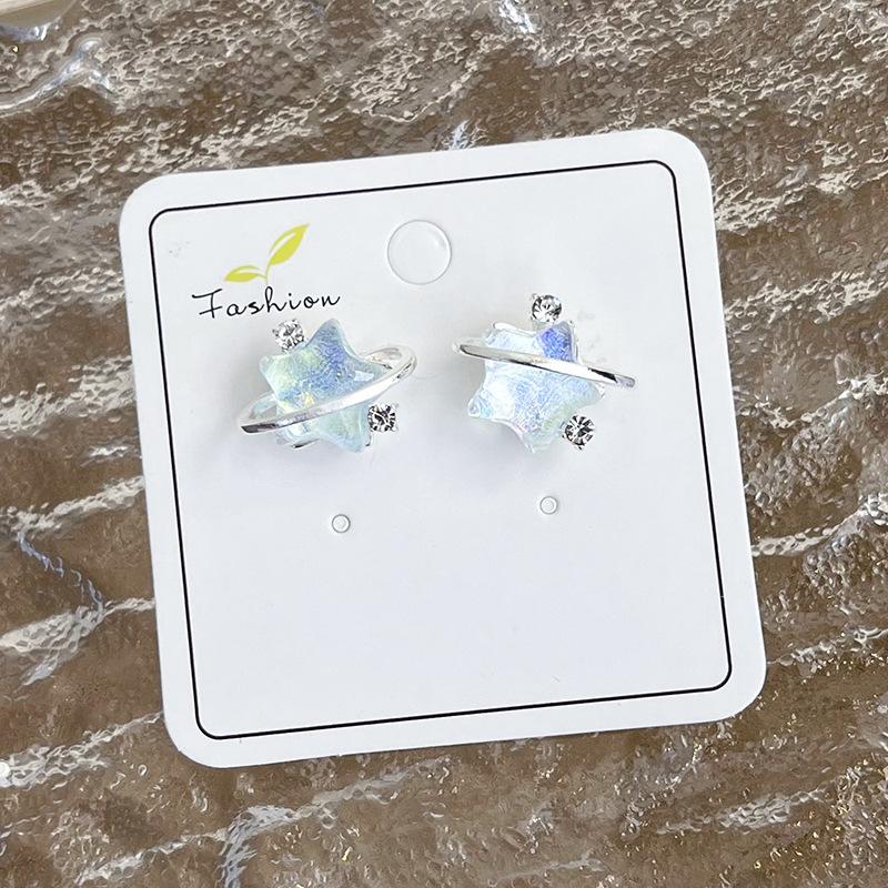 Свежие светло-голубые серьги, геометрические серьги, темперамент, сетка, красные модные шпильки, новая модная женщина