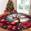 1Pcsc Christmas Cheer Print Round Area Rug Indoor Non-Slip Washable Fiber Carpet Soft Comfortable Mat For Bedroom Living Room