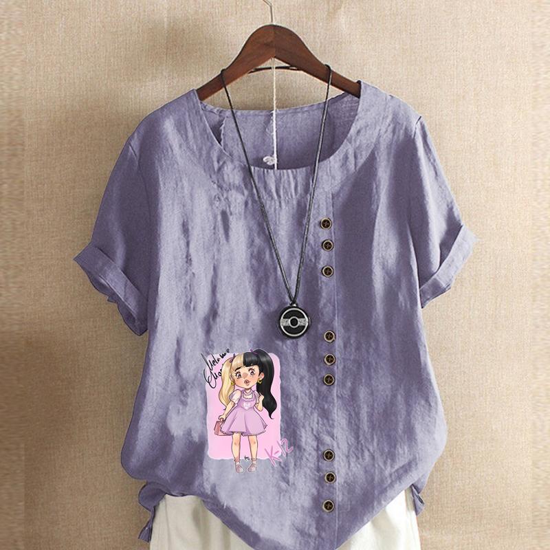 Женская модная футболка с коротким рукавом для девочек, свободная хлопковая рубашка, повседневная свободная летняя блузка, топы больших размеров