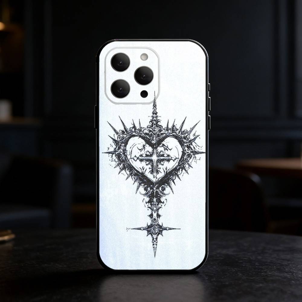 Готический Кибер Сигил Глаза Черепа Чехол для Телефона Для iPhone 17,16,15,14,13,12,11 Plus,Pro Max,SE4 Мягкий Силикон Черный Чехол