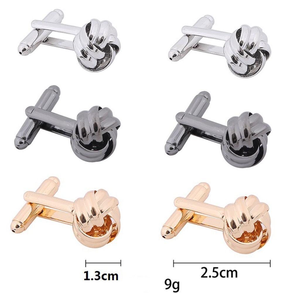 Alloy Alloy Cufflinks Gold Silver Black Shirt Suit Cuff Links Elegant Style Knot Men