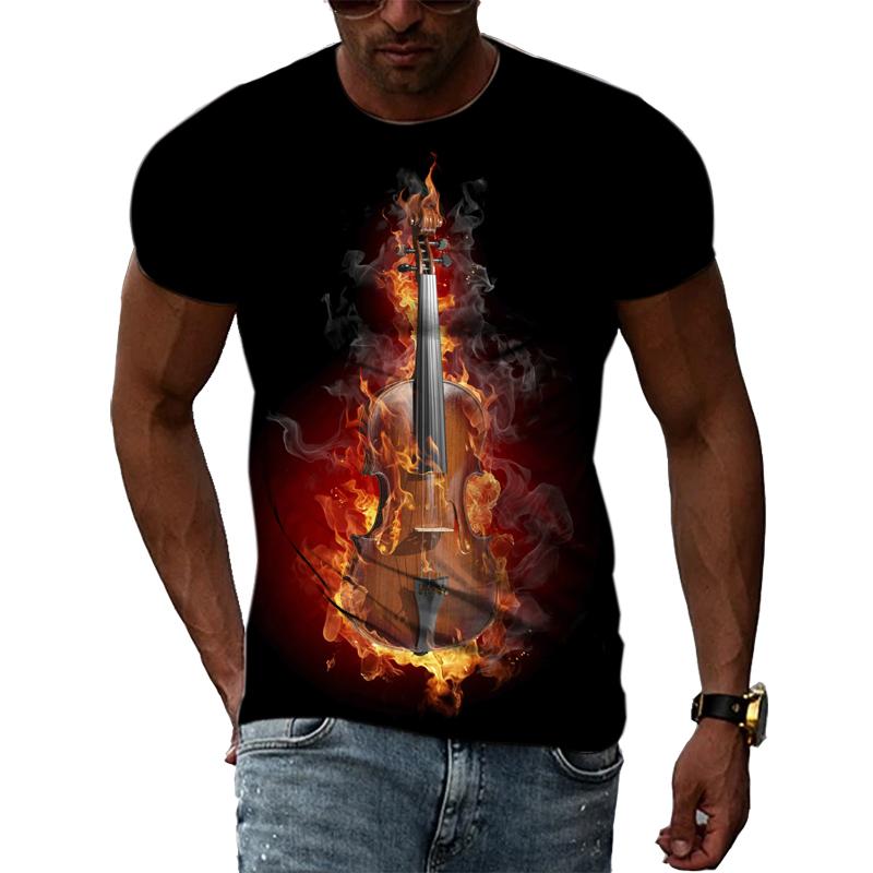 Летние футболки с принтом хип-хопа и музыканта, мужские повседневные футболки с принтом 3D и коротким рукавом, с круглым вырезом и принтом в виде гитары
