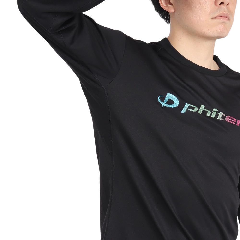 PHITEN Long Sleeve Glitter Gradation Black Blue 3124JG62920 X T-Shirt (Black Blue/L/Men's, Ladies')