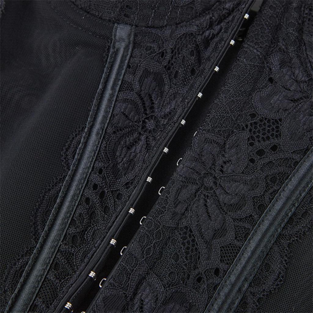 Women's Sexy LaceBack Zip Corset Top Bustier G-string Body Shapewear