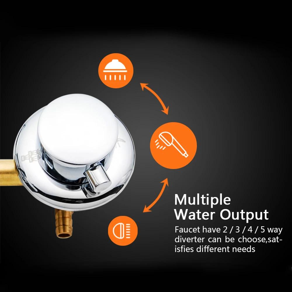 2/3/4/5 Output Hole Distance 10cm/ 12.5cm Brass Shower Room Faucet Bathroom Intubation Mixer Diverter For Shower Cabin Mixer