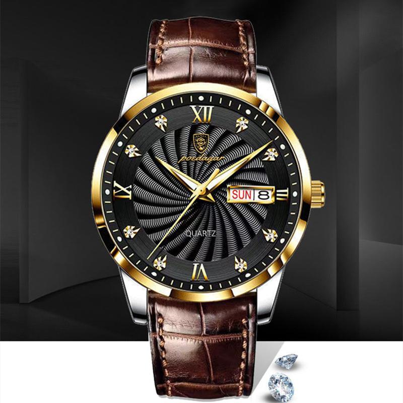 2023 трендовые брендовые новейшие модные мужские подлинные часы, водонепроницаемые светящиеся бриллиантовые спиральные циферблаты, деловые часы