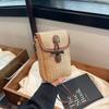 Seaside Holiday Woven Mobile Phone Bag Horn Button Crossbody Shoulder Bag Western Style Mobile Phone Bag