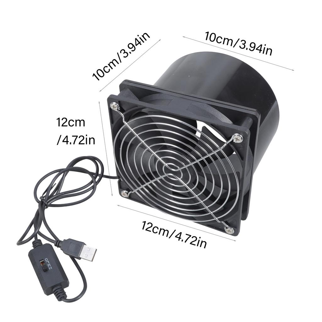 12cm USB 5V 3 Speed Adjustable Exhaust Fan With Protective Grill For Ventilation In 3D Printers Greenhouses Bathrooms Pet Houses