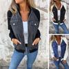 Women's Casual Jacket Solid Color Patchwork Jacket with Zippe