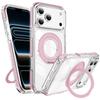 Магнитный прозрачный чехол для iPhone 17 Pro Max с двухцветной вращающейся подставкой для Apple 16/15 Pro
