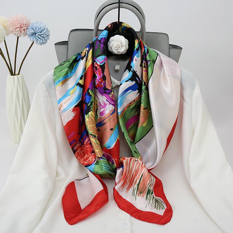 90 см модный платок шейные шарфы женские квадратные шали обертывания бандана головной платок для дам