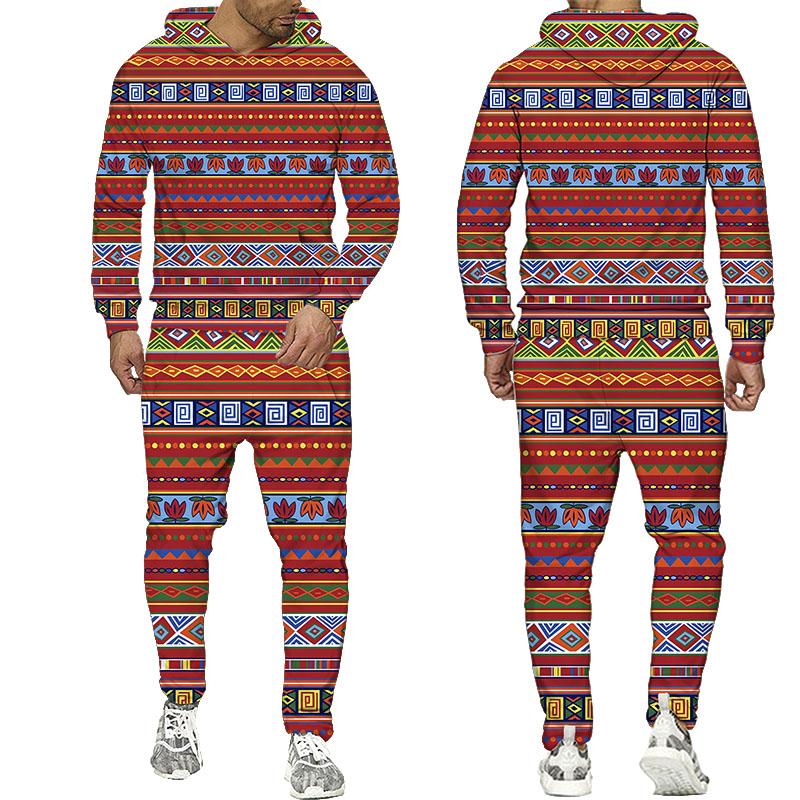 Народные толстовки с 3d принтом на заказ, брюки, костюмы для мужчин и женщин, спортивный костюм, комплекты из 2 предметов, с длинным рукавом, этнический стиль, африканские даньшики, мужская одежда