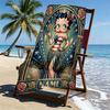Custom Name Personalized Betty Boop Print Beach Towel, for Trip Camping Beach Party Home Decor, Birthday Gift for Family & Friends