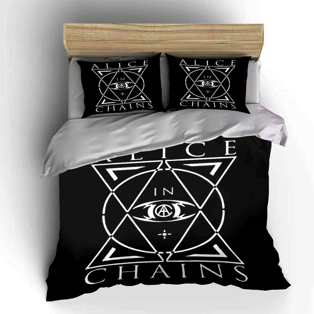 Alice in Chains Logo Bedding Duvet Cover Set Duvet Cover Pillowcases (1*Duvet Cover 2*Pillowcases, without duvet insert)