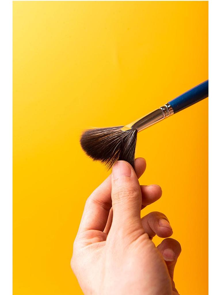 Fan-Shaped Ceramic Glazing Brush with Metal Holder for Gouache