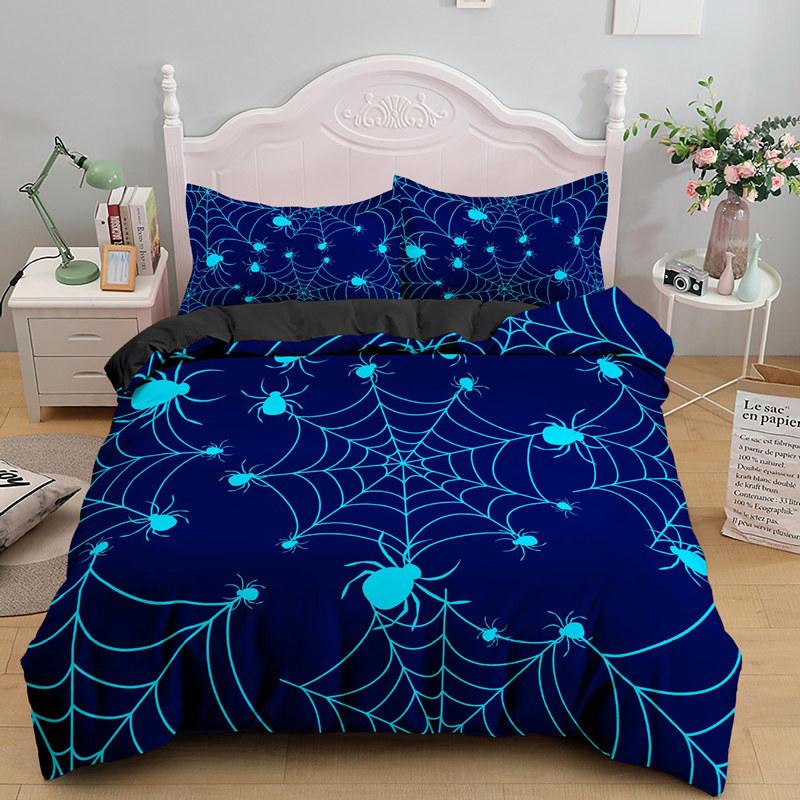 Scary Spider Bedding Collection Queen Size Soft 3D Print Duvet Cover Collection Halloween Theme Comforter Cover With Pillowcases Bedroom Decor