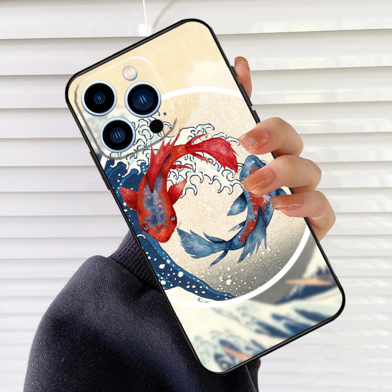 Чехол для телефона с татуировкой японского карпа кои, дракона, волны для iPhone 16 14 13 12 11 15 17 Pro Max mini 15 16 Plus 16e 17 Air Cover Fundas