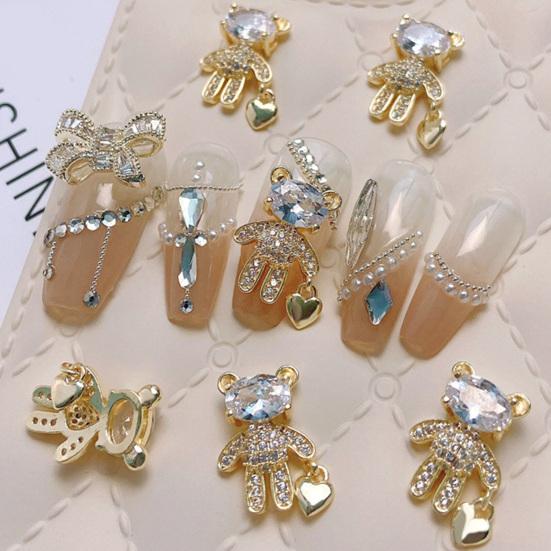 Nail Rhinestone Apply Shape Luxurious Shining Three-dimensional Bear Easy To DIY Nail Art Long Lasting