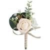 Flower Shaped Bridegroom Brooch Faux Silk Flower Suit Coat Pocket Decorative Corsage Imitation Rose Flower Gown Brooch Pin