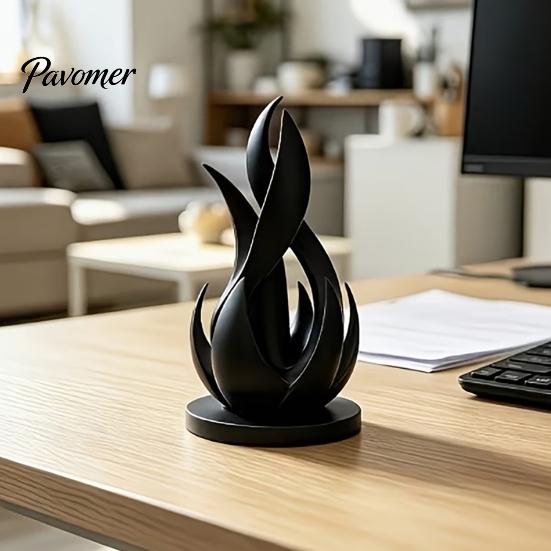 Modern Sculpture for Living Room 3D Printed Abstract Flame Sculpture, Minimalist Twisted Art Sophisticated Home Office Decor Statue Desk And