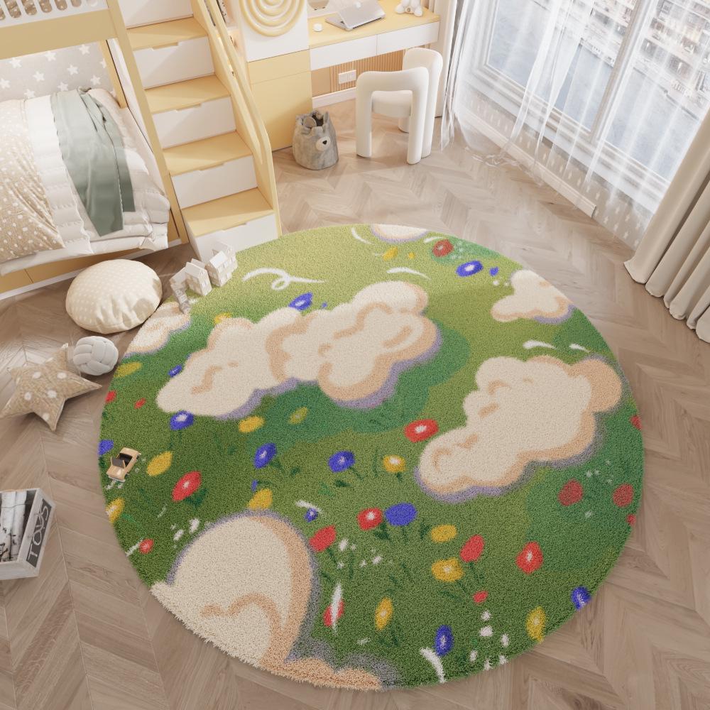 Круглый ковер с рисунком в скандинавском стиле для гостиной, кабинета или спальни – детский коврик для журнального столика и прикроватный коврик